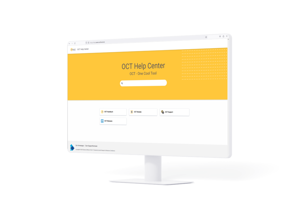 Im OCT Help Center finden Sie alles zu OCT: Handbuch, Installationsvoraussetzungen, Releases, Module und mehr.